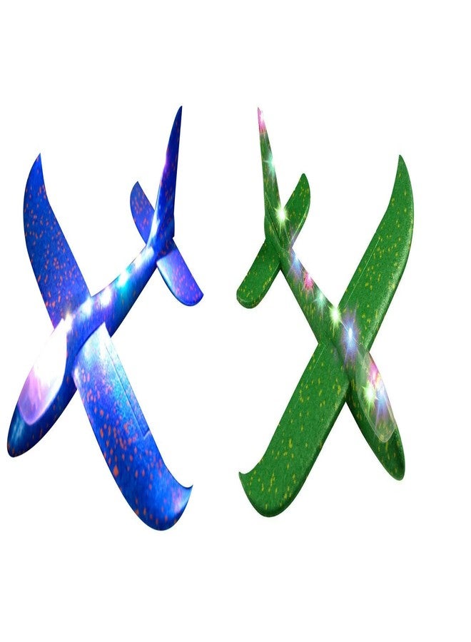 iChoice™ Foam Plane with LED Light, Set of 2 Glider Plane Large Throwing Foam Plane, Dual Flight Mode, Aeroplane Gliders for 3 to 8 Year Children's, Foam Plane Glider (Assorted) - Image 1